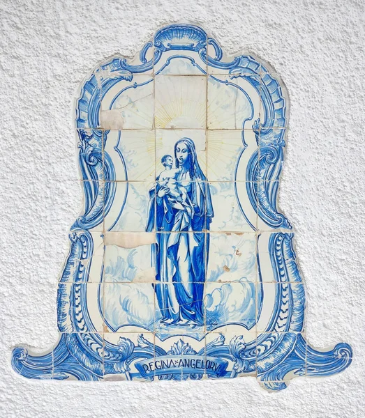 Płytka Azulejo Porto Portugalia Tradycyjna Portugalska Ceramiczna Dekoracja Kolorze Niebieskim — Zdjęcie stockowe