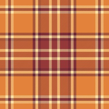 Kırmızı ve turuncu renklerde desenli ekose kumaşın kusursuz arka plan vektörü.