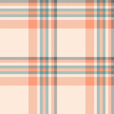 Tekstil tartan arkaplanının vektör ekosistemini antika beyaz ve turuncu renklerde kusursuz kumaş deseni ile kontrol et.