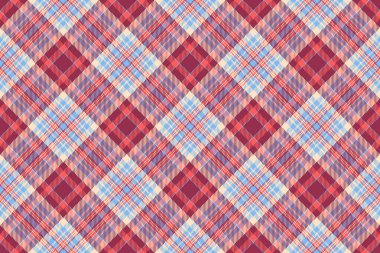 Tartan kumaş dokusunun vektör desenli kırmızı ve bisk renklerinde ekosesiz arkaplanı olan vektör deseni.