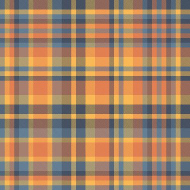Kalıpların tekstil tartan arka planı turuncu ve kehribar renklerinde kusursuz vektör kumaşı ile desen kontrolü.