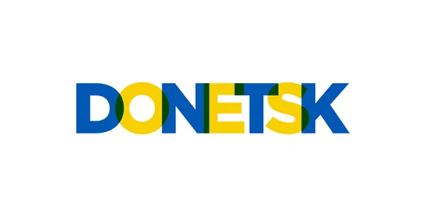 도네츠크는 우크라이나 인쇄물 상징이다 디자인은 글꼴의 타이포그래피를 삽화인 기하학 스타일을 — 스톡 벡터