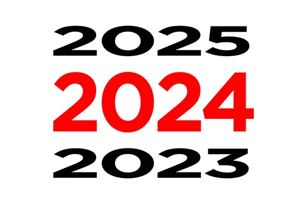 2024新年快乐标志文字设计模板 带有白色背景上孤立标签的矢量说明 — 图库矢量图片