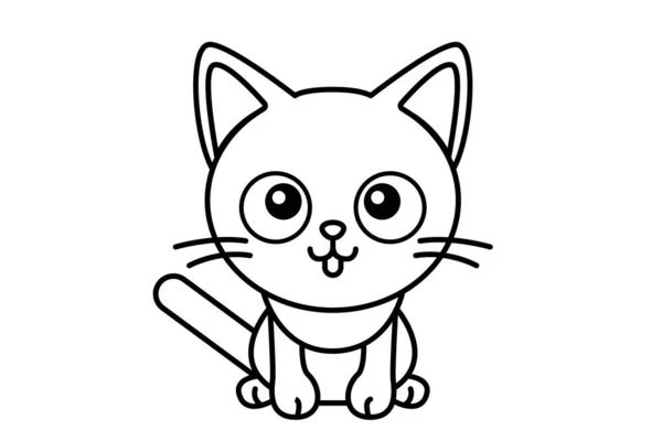 Lindo Gato Clipart Ilustración Vectorial Dibujos Animados Gatito Icono Logotipo — Vector de stock