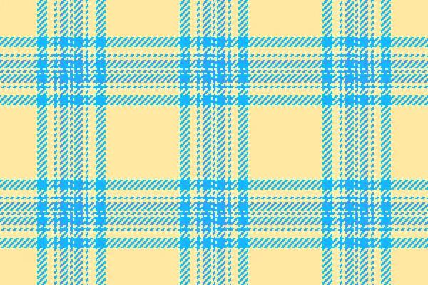 黄色と深い空の青の色でテキスタイルベクトルシームレス生地で再生タータンの背景のテクスチャパターンチェック — ストックベクタ