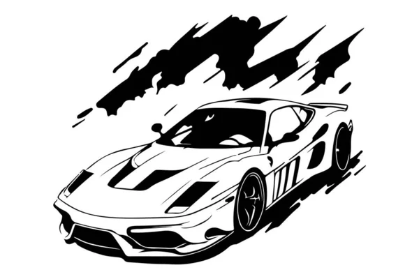 Tişört Tasarımı Baskısı Logosu Için Lüks Spor Araba Vektör Çizimi — Stok Vektör