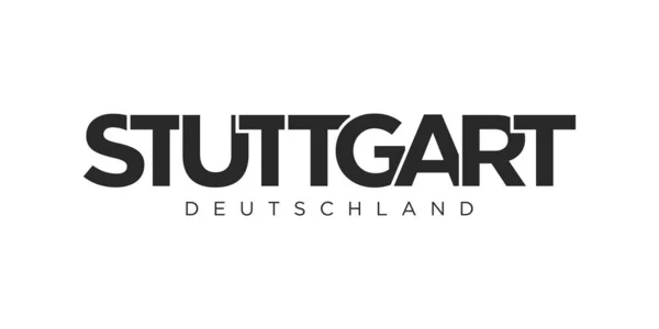 德国斯图加特 Stuttgart Deutschland 是以德国城市为图形符号和文字元素 以白色背景为背景的现代创意矢量插图设计 非常适合制作旅游横幅 网络和明信片 — 图库矢量图片