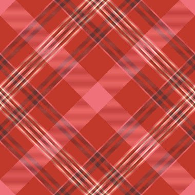Kırmızı ve açık renklerde dikişsiz tartan içeren tekstil vektör dokusunun desenli arkaplanı.