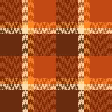 Turuncu ve buğday rengi arkaplansız kumaş ekoseli tekstil tartan vektörünün desenini kontrol et.