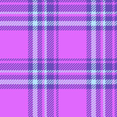 Mor ve çivit renklerinde kumaşsız ekose arkaplanı olan desen vektör dokusunu tekstil tartan denetimi.