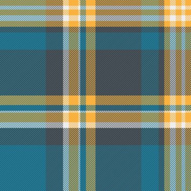 Cyan ve kehribar renklerinde tekstil kumaş kontrolü ile arka plan dokusu vektörünün ekoseli.