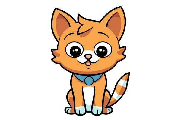 かわいい猫のクリップ ベクトルイラスト 漫画子猫のアイコンとロゴ 楽しい子猫のステッカー デザイン要素 トレンドプリントラベル — ストックベクタ