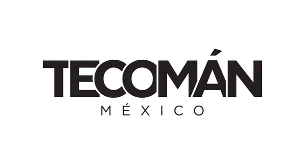 Tecoman Emblema México Para Impressão Web Design Apresenta Estilo Geométrico — Vetor de Stock