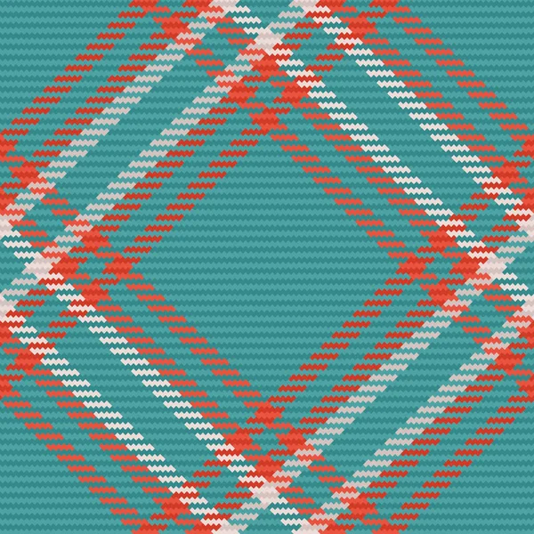 Textilie Vzor Kostkovaný Vektor Tartanovou Texturou Pozadí Bezešvé Azurové Červené — Stockový vektor