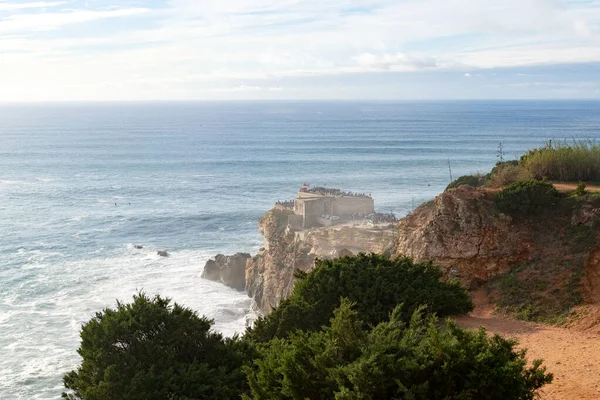 Stad Nazare Portugal Het Symbool Van Surfen Kustlijn Uitzicht Van — Stockfoto