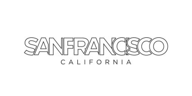 San Francisco, California, USA typography slogan design. America logo with graphic city lettering for print and web products.