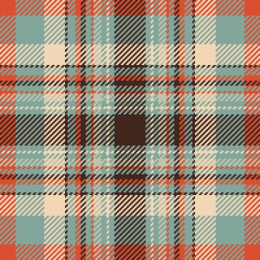 Kumaş arkaplan dikişsiz pastel ve kırmızı renklerde kumaş arkaplan tartan desenli kumaş ekoseli vektör tekstil.