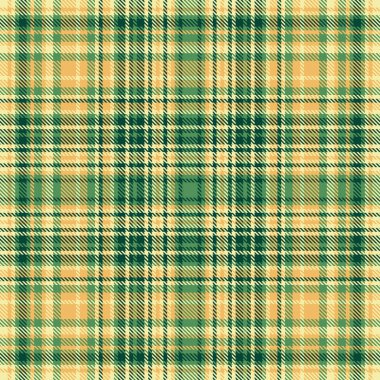 Düz bir vektör tekstil ekoseli sarı ve yeşil renkli kontrol desenli kumaş arkaplan tartanı.
