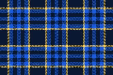 Koyu ve mavi renklerde ekose desenli tekstil vektörüyle arka planda iz bırakmayan tartan desen dokusu.