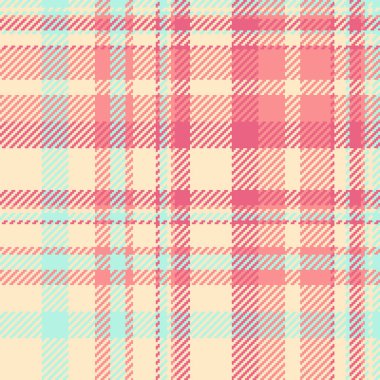 Tartan arkaplan kumaşının kumaş dokusu ve kırmızı ve bisque renklerinde tekstil olmayan vektör kontrolü.