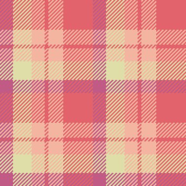 Kırmızı ve turuncu renklerde tartan arka plan tekstili olan kumaşsız doku kontrol vektörü.