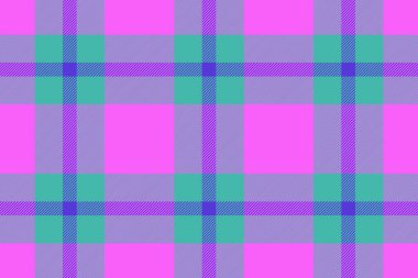 Tartan desenli ekose vektör tekstil kumaş dikişsiz menekşe ve cyan renklerinde kumaş arka plan denetimi.
