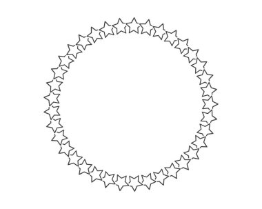 Dekorasyon çerçevesini vektör olarak başlat. Yıldızlar sınır çevresinde soyuttur. Çember yıldız ödülü.