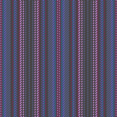 Çizgisiz dikey dokunun vektör dokusunu mavi ve koyu renkli çizgili arka plan tekstili ile çizer.