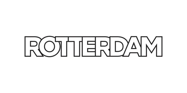 Rotterdam Nei Paesi Bassi Emblema Stampa Web Design Presenta Uno — Vettoriale Stock