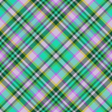 Turkuaz ve açık renklerde ekose arkaplan kontrollü vektör tekstil desenli dokusuz kumaş.