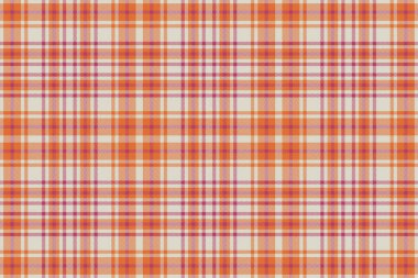 Açık renkli ve turuncu renkli kumaş ekoseli tekstil dikişsiz vektörün desen dokusu.