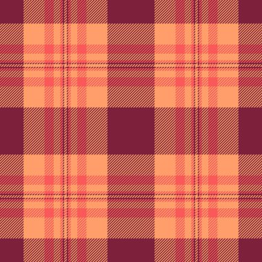 Kırmızı ve turuncu renkli ekose desenli tartan denetim vektörünün desensiz dokusu.