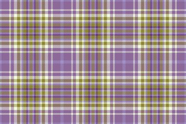 Mor ve sarı renklerde tartan vektör kumaş dokusu olan ekoseli desenlerin arka plan tekstil kontrolü.