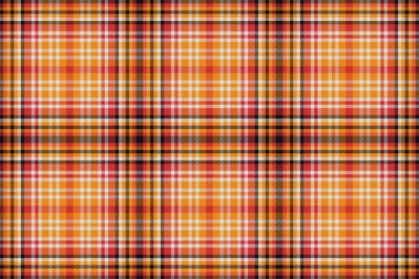 Turuncu ve gainsboro renklerinde kumaşsız ekose desenli tekstil kontrol dokusu vektör arkaplan tartanı.