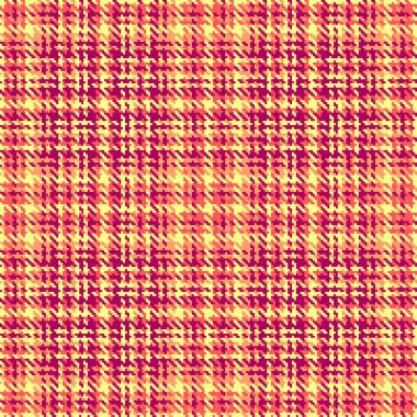 Tekstil vektörünün kumaş dokusu pürüzsüz ve arka plan tartan kontrol ekoseli pembe ve sarı renklerde..