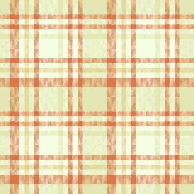 Ekose desenli tartanın tekstil arka plan vektörü. Açık ve turuncu renklerde dikişsiz kumaş..