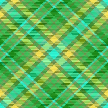 Yeşil ve turkuaz renklerde tekstil kumaş ekose vektörü ile doku arka plan kontrolünün kusursuz desenli tartanı.
