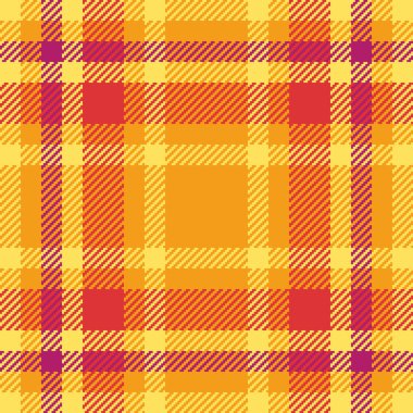 Kehribar ve sarı renklerde tekstil kumaş desenli, dokusu kusursuz tartan vektör kontrolü.