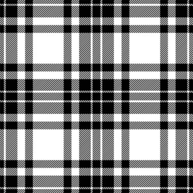 Ekose desenli siyah beyaz desenli. Kumaş dokusunu kontrol et. Vektör tekstil baskı tasarımı.