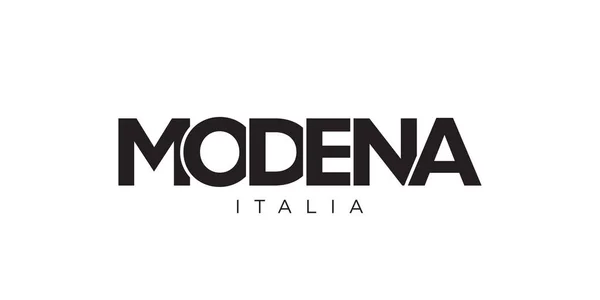 Modena Στο Έμβλημα Italia Για Εκτύπωση Και Web Χαρακτηριστικά Σχεδιασμού — Διανυσματικό Αρχείο