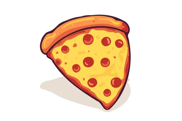 Fatia Pizza Triangular Com Queijo Derretido Pepperoni Etiqueta Dos Desenhos — Vetor de Stock