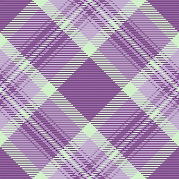 紫色とライトカラーのシームレスなプレーステクスチャチェック付きタータン生地テキスタイルのパターンベクター背景 — ストックベクタ