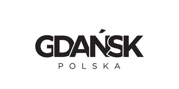 Gdansk Polen Emblem För Tryck Och Webb Design Har Geometrisk — Stock vektor