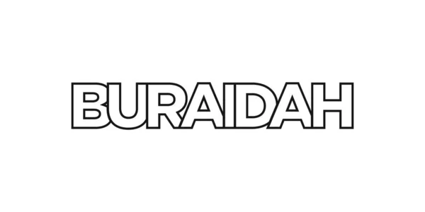Buraidah Arabia Saudita Emblema Stampa Web Design Presenta Uno Stile — Vettoriale Stock