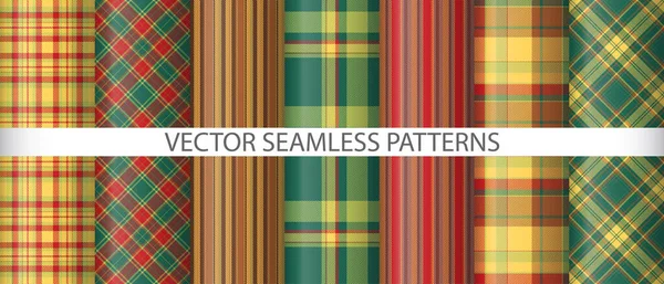 Conjunto Textil Sin Costura Fondo Vector Patrón Tartán Compruebe Textura — Vector de stock