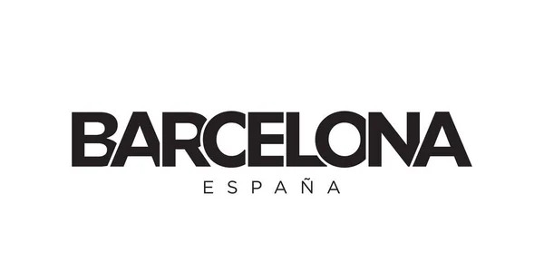 Barcellona Spagna Emblema Stampa Web Design Presenta Uno Stile Geometrico — Vettoriale Stock