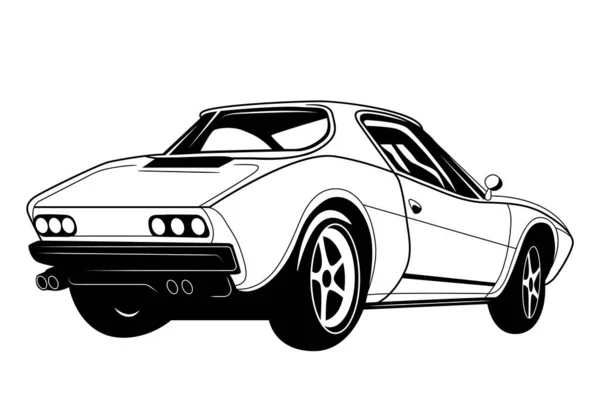 Tişört Tasarımı Baskısı Logosu Için Klasik Spor Araba Vektör Çizimi — Stok Vektör