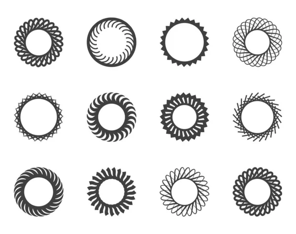 Spiraal Swirl Beweging Draaiende Cirkels Vormgeving Element Set Vectorillustratie — Stockvector