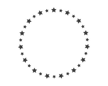 Dekorasyon çerçevesini vektör olarak başlat. Yıldızlar sınır çevresinde soyuttur. Çember yıldız ödülü.