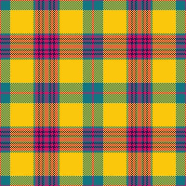 Ekose desenli vektör kumaş tartan. Geçmişini kontrol et. Parlak ve cyan renklerinde tekstil..